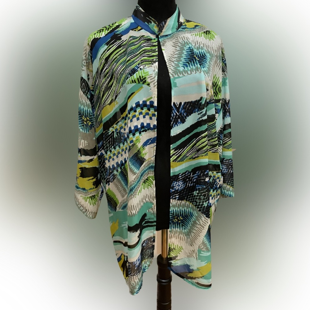 Oversized Flowing Sheer Kimono Tropical Colors